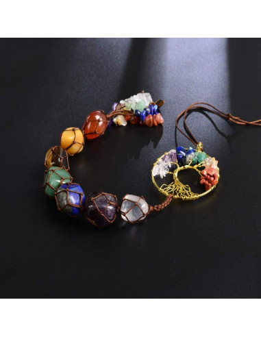 Adorno Colgante Árbol de la Vida 7 Chakras iSTONE 27.9 cm