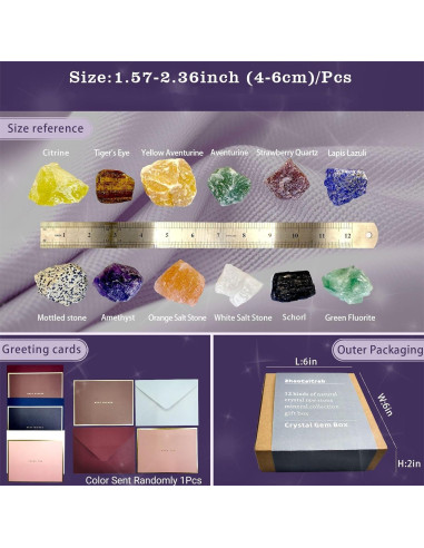 12 Cristales Chakra Crudos Grandes Zhaocaicrab 4-6 cm