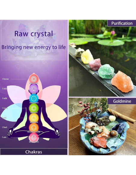 12 Cristales Chakra Crudos Grandes Zhaocaicrab 4-6 cm