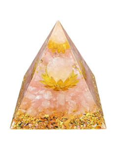 Pirámide de Orgón FENYUAN Cuarzo Rosa 6x6cm Hecha a Mano
