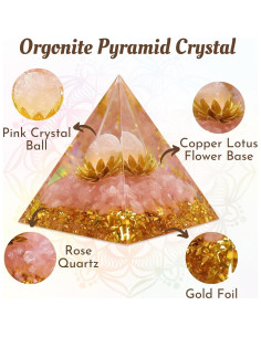 Pirámide de Orgón FENYUAN Cuarzo Rosa 6x6cm Hecha a Mano 2