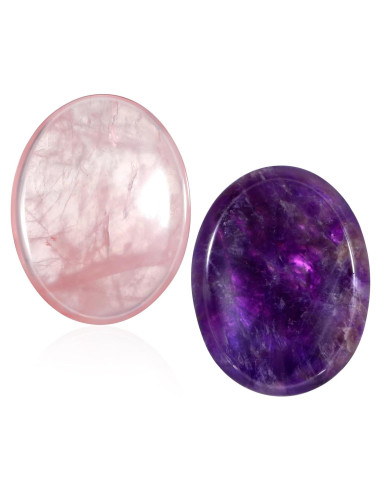2 Piezas de Piedra de Preocupación Amatista HJZHII 4.4x3.5cm
