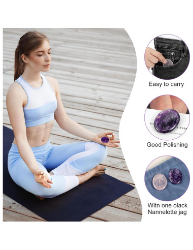 2 Piezas de Piedra de Preocupación Amatista HJZHII 4.4x3.5cm