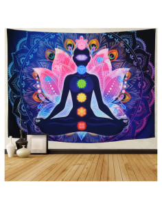 Tapestry Maccyafst 7 Chakras Mandala Colorido 130x150cm