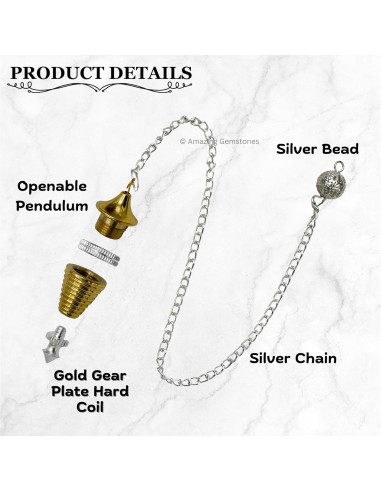 Péndulo de Metal Sanador Amazing Gemstones - Bobina Dura 5.08cm