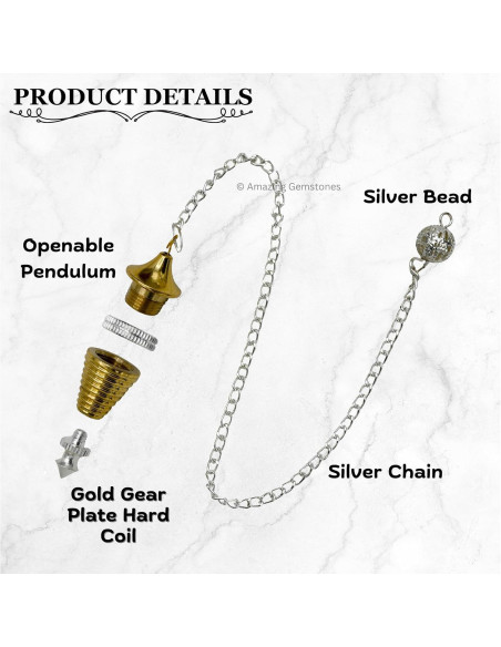 Péndulo de Metal Sanador Amazing Gemstones - Bobina Dura 5.08cm