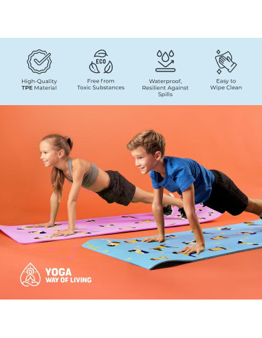 Esteras de Yoga para Niños YOGA WAY OF LIVING Rosa 162x61cm