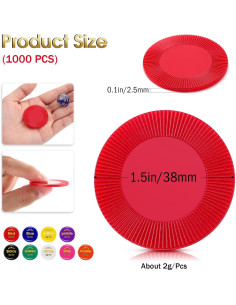 Fichas de Póker Leitee 1000 Pcs Plástico Rojo 3.81 cm 2