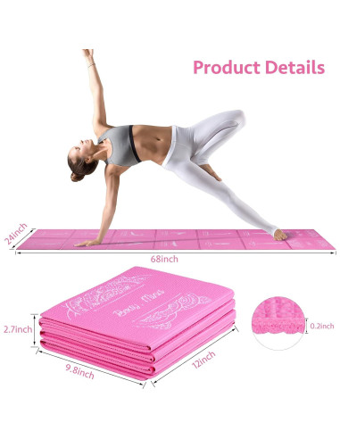 Esterilla de Yoga Plegable RUILIXIN Antideslizante 172.72x60.96cm