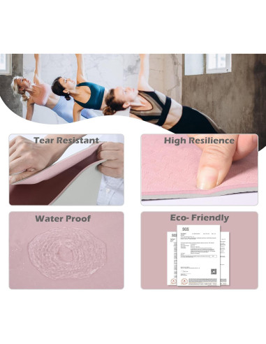 Alfombrilla de Yoga Antideslizante UMINEUX 6 mm Rosa y Gris