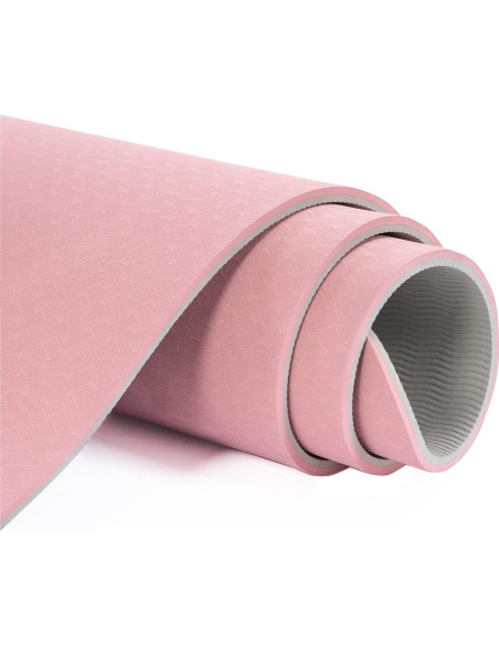 Alfombrilla de Yoga Antideslizante UMINEUX 6 mm Rosa y Gris