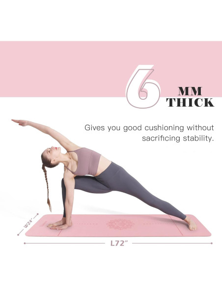 Alfombrilla de Yoga Antideslizante UMINEUX 6 mm Rosa y Gris