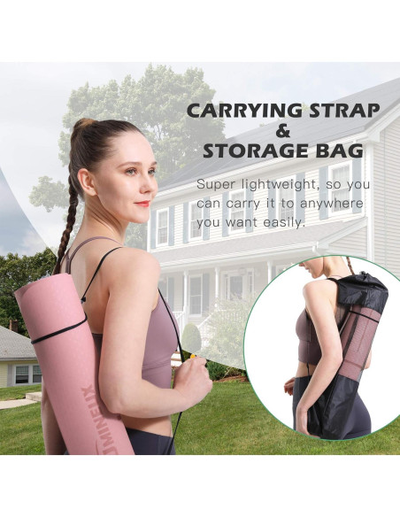 Alfombrilla de Yoga Antideslizante UMINEUX 6 mm Rosa y Gris