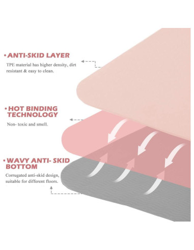 Alfombrilla de Yoga Antideslizante UMINEUX 6 mm Rosa y Gris