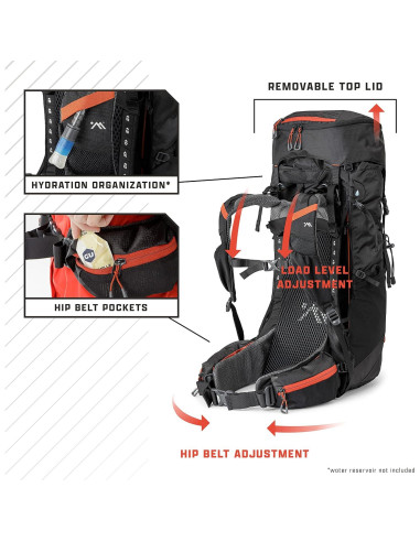 Mochila de Senderismo AMPEX 65L | Ligera y Ajustable