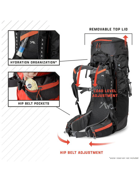 Mochila de Senderismo AMPEX 65L | Ligera y Ajustable