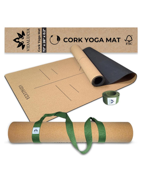 Alfombrilla de Yoga Extra Grande Vidalucia - Corcho Natural 183x66cm