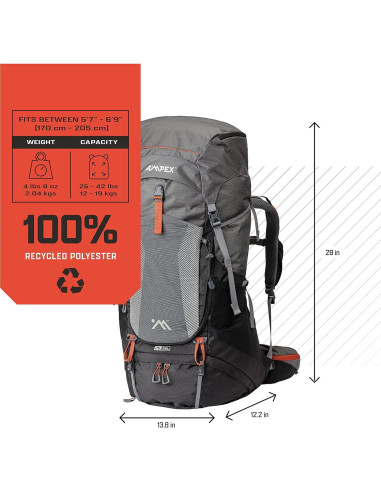 Mochila de Senderismo AMPEX 65L | Ligera y Ajustable