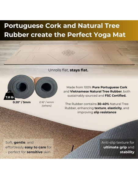 Alfombrilla de Yoga Extra Grande Vidalucia - Corcho Natural 183x66cm