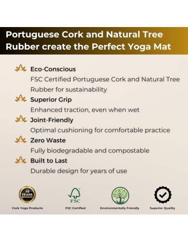 Alfombrilla de Yoga Extra Grande Vidalucia - Corcho Natural 183x66cm