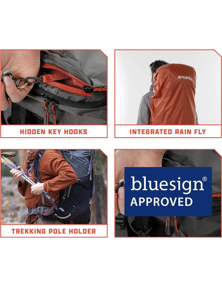 Mochila de Senderismo AMPEX 65L | Ligera y Ajustable