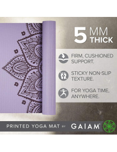 Esterilla de Yoga Gaiam 5mm Antideslizante Lila 172.7x61cm 2