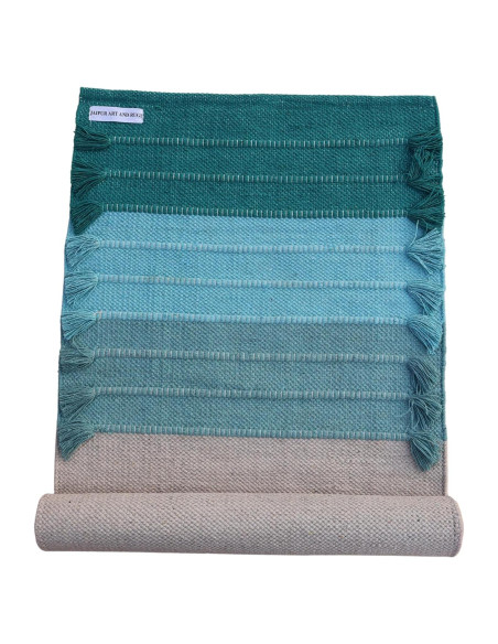 Alfombra de Yoga Ecológica Jaipur art & Rugs 183x61cm Verde-Blanco