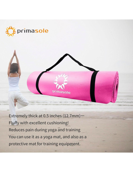 Mata de Yoga Primasole NBR 1.27cm Antideslizante Rosa Azalea
