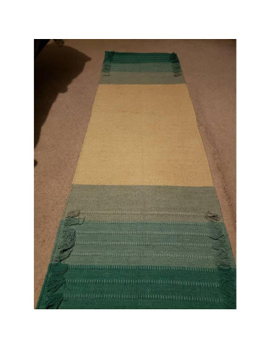 Alfombra de Yoga Ecológica Jaipur art & Rugs 183x61cm Verde-Blanco