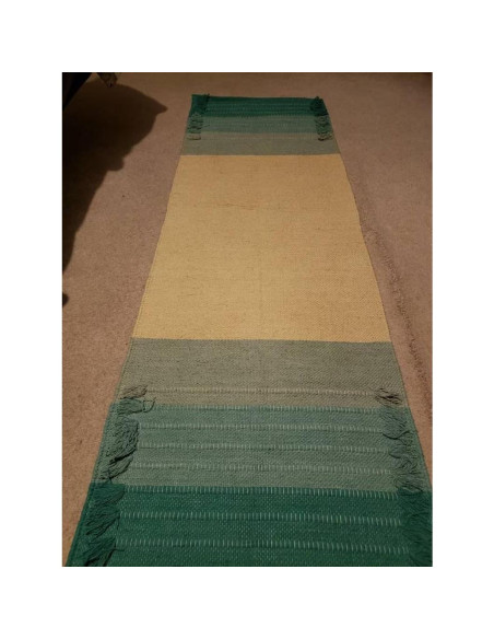 Alfombra de Yoga Ecológica Jaipur art & Rugs 183x61cm Verde-Blanco