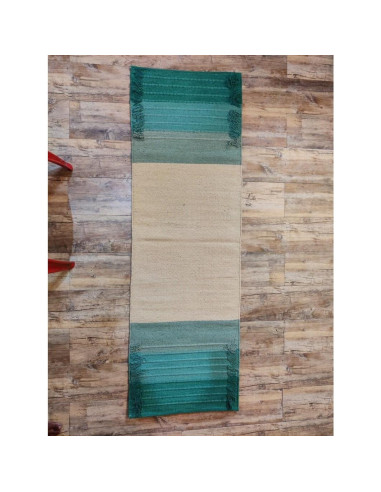 Alfombra de Yoga Ecológica Jaipur art & Rugs 183x61cm Verde-Blanco