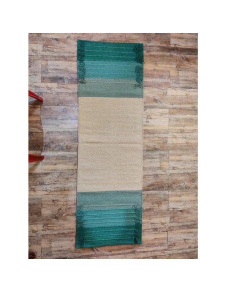 Alfombra de Yoga Ecológica Jaipur art & Rugs 183x61cm Verde-Blanco