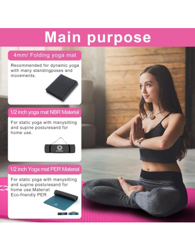 Mata de Yoga Primasole NBR 1.27cm Antideslizante Rosa Azalea