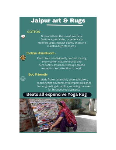 Alfombra de Yoga Ecológica Jaipur art & Rugs 183x61cm Verde-Blanco