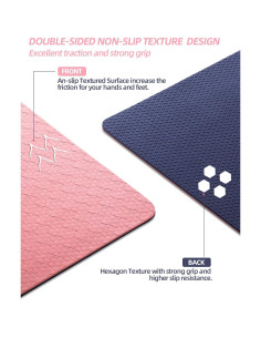 Esterilla de Yoga Antideslizante COOLMOON Rosa 182.88x61.96cm TPE 2