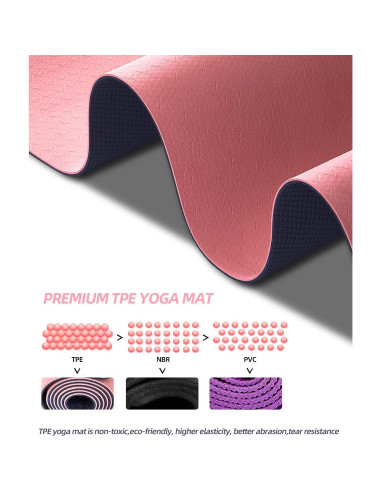 Esterilla de Yoga Antideslizante COOLMOON Rosa 182.88x61.96cm TPE