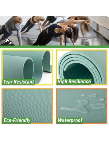 Alfombrilla de Yoga Grande Wakeman 1.83m Antideslizante 8mm