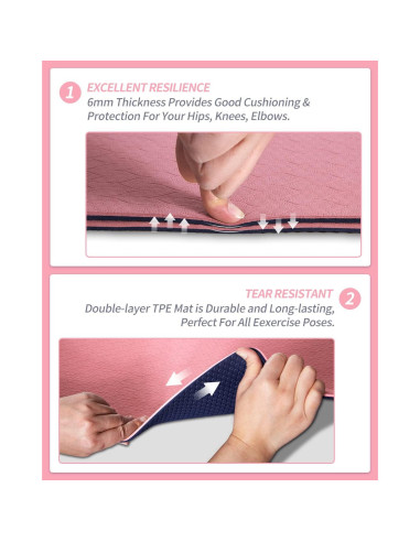 Esterilla de Yoga Antideslizante COOLMOON Rosa 182.88x61.96cm TPE