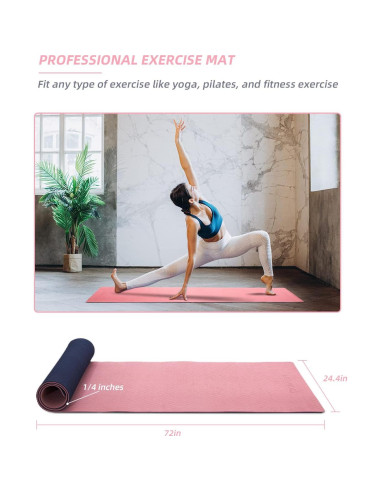 Esterilla de Yoga Antideslizante COOLMOON Rosa 182.88x61.96cm TPE