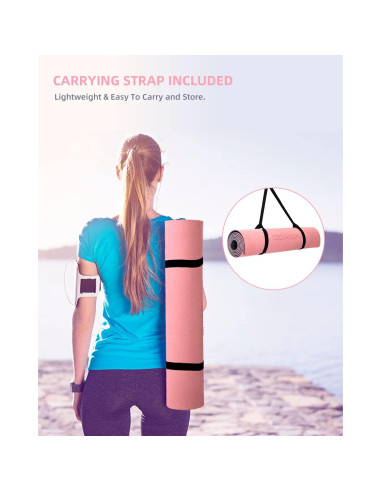 Esterilla de Yoga Antideslizante COOLMOON Rosa 182.88x61.96cm TPE