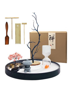 Jardín Zen de Escritorio AOVOA con Reloj de Arena Recargable