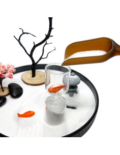 Jardín Zen de Escritorio AOVOA con Reloj de Arena Recargable 2