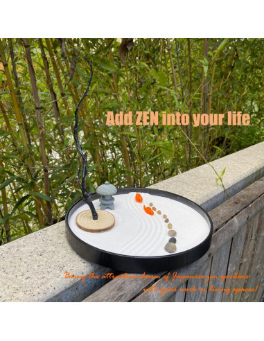 Jardín Zen de Escritorio AOVOA con Reloj de Arena Recargable