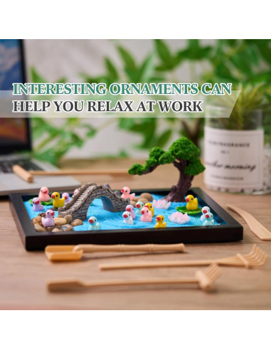 Kit Jardín Zen Soulchen Pato con Bandeja Madera y Arena Azul