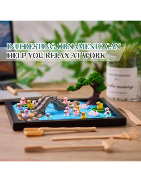 Kit Jardín Zen Soulchen Pato con Bandeja Madera y Arena Azul