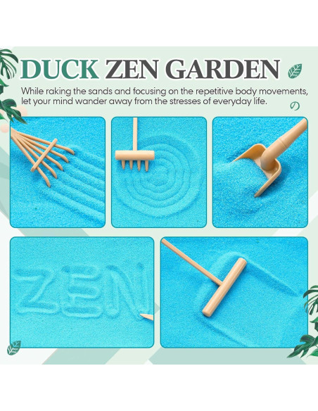 Kit Jardín Zen Soulchen Pato con Bandeja Madera y Arena Azul
