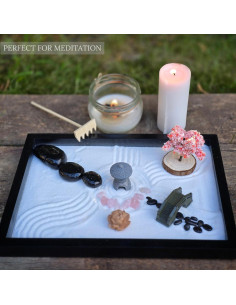 Jardín Zen para Escritorio Earthy Blendz - Cuarzo Rosa y Arena 2