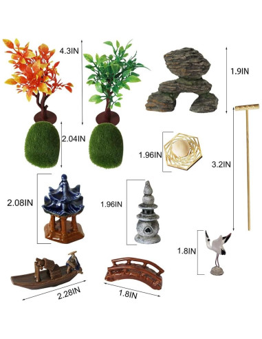 Kit Jardín Zen Japonés Miniatura - Accesorios Decorativos