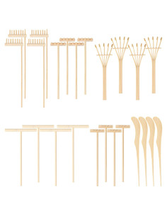 Set de 24 Mini Rastrillos de Bambú para Jardín Zen