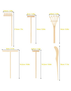 Set de 24 Mini Rastrillos de Bambú para Jardín Zen 2